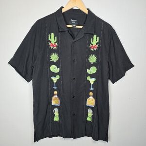 Trient Men's Silk Embroidered Margarita Button Up Top Luxury Apparel Fun